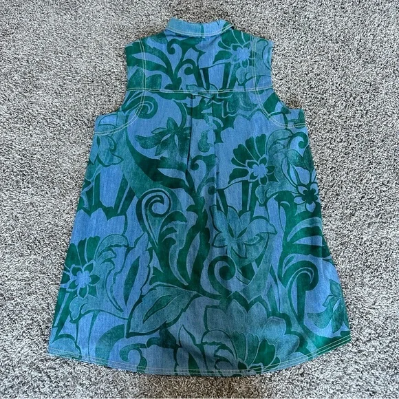 Pilcro Blue Denim Tunic with Green Floral Print - Picture 7 of 10